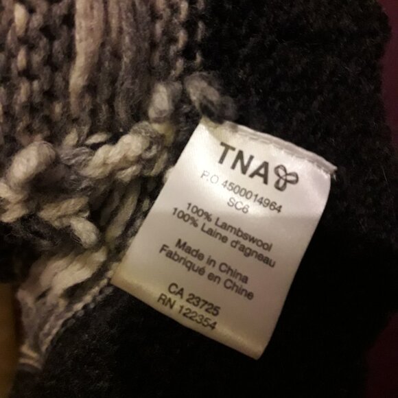 Aritzia TNA 100% Lambswool XXS Full Zip Sweater Shawl Collar Gray & White Wool - Picture 8 of 9